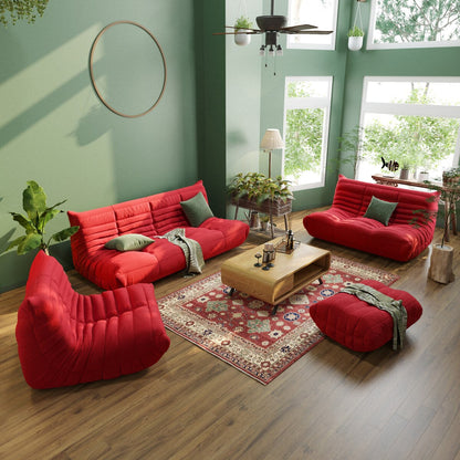 Ensembles de canapés poufs en velours Teddy