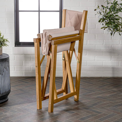 Chaise de réalisateur pliable d'extérieur Theo Classic en bois d'acacia, style milieu du siècle, avec dossier matelassé en losanges et coussin (lot de 2), par JONATHAN Y