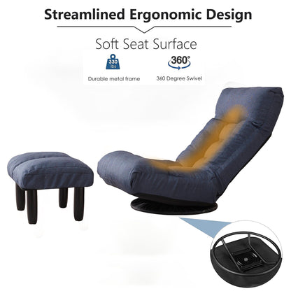Ensemble fauteuil inclinable rembourré sans accoudoirs avec repose-pieds et appui-tête réglable