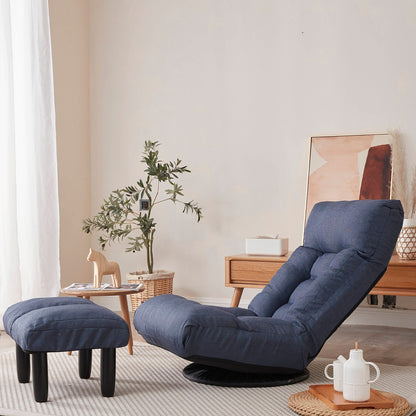 Ensemble fauteuil inclinable rembourré sans accoudoirs avec repose-pieds et appui-tête réglable