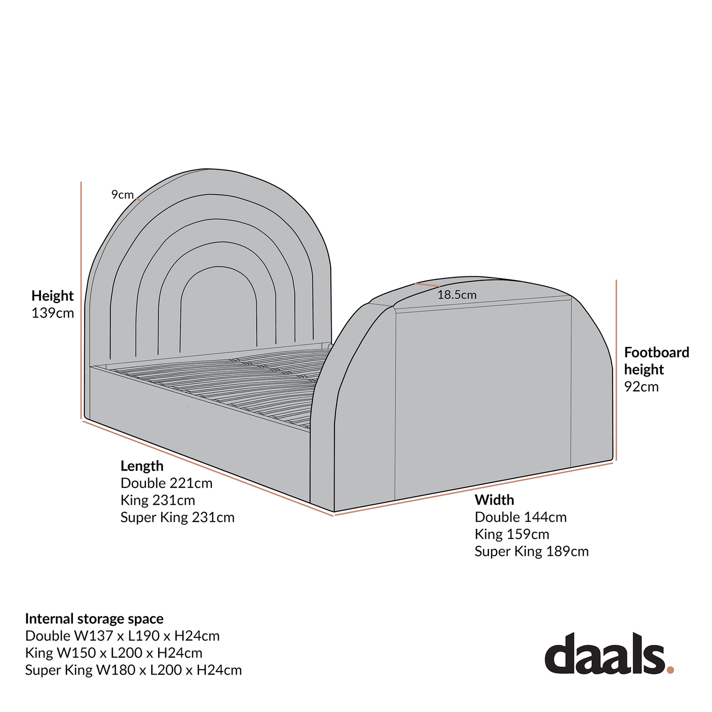 Lit TV ottoman Archer Taupe Boucle