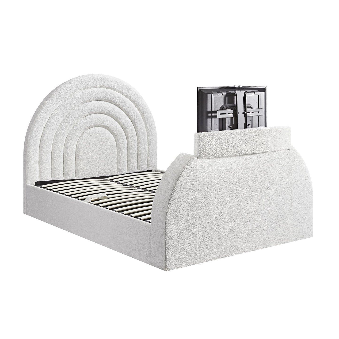 Lit TV ottoman Archer White Boucle