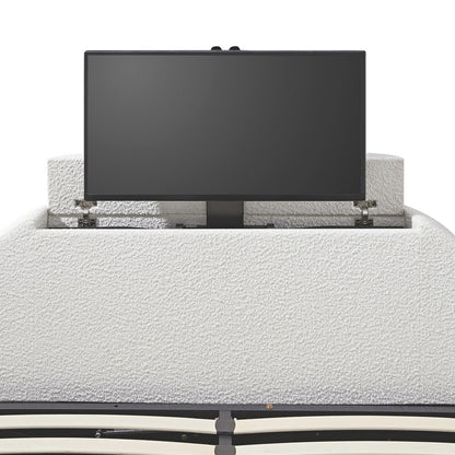 Lit TV ottoman Archer White Boucle