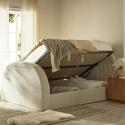 Lit TV ottoman Archer White Boucle