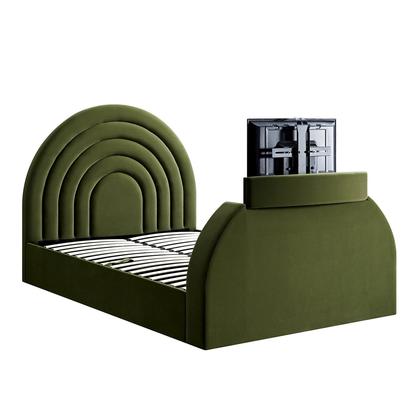 Lit TV ottoman en velours vert mousse Archer