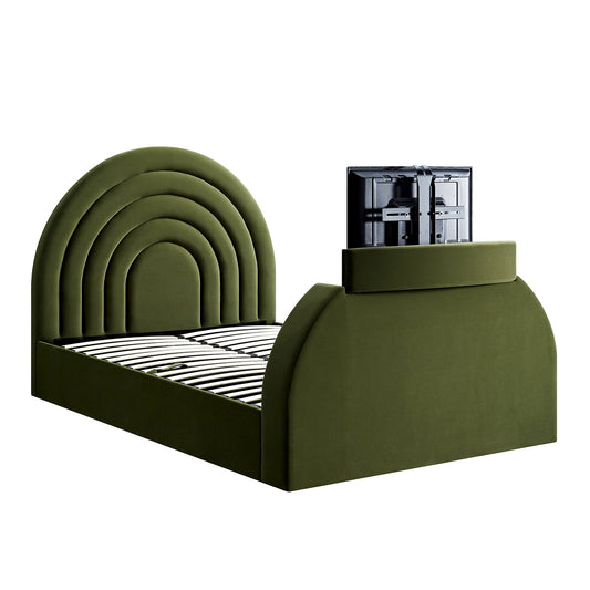 Lit TV ottoman en velours vert mousse Archer
