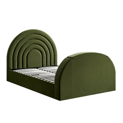 Lit TV ottoman en velours vert mousse Archer