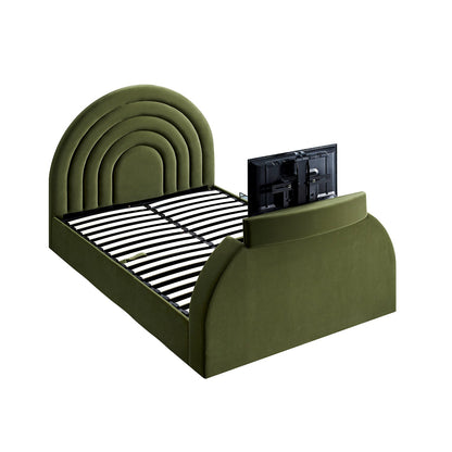Lit TV ottoman en velours vert mousse Archer