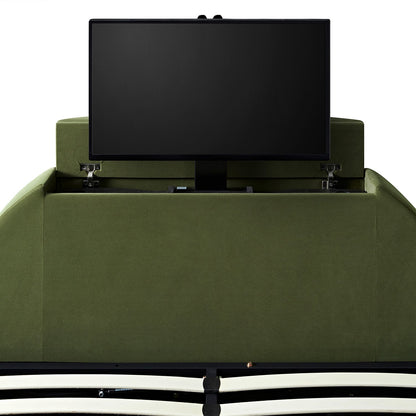 Lit TV ottoman en velours vert mousse Archer