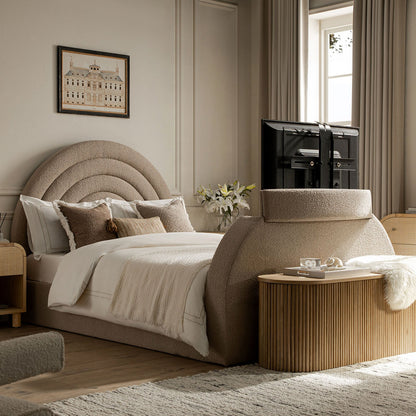 Lit TV ottoman Archer Taupe Boucle