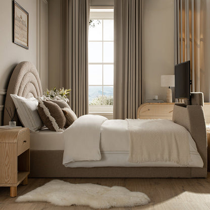 Lit TV ottoman Archer Taupe Boucle