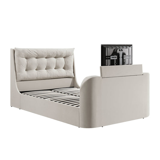Lit TV ottoman en velours champagne Hadley