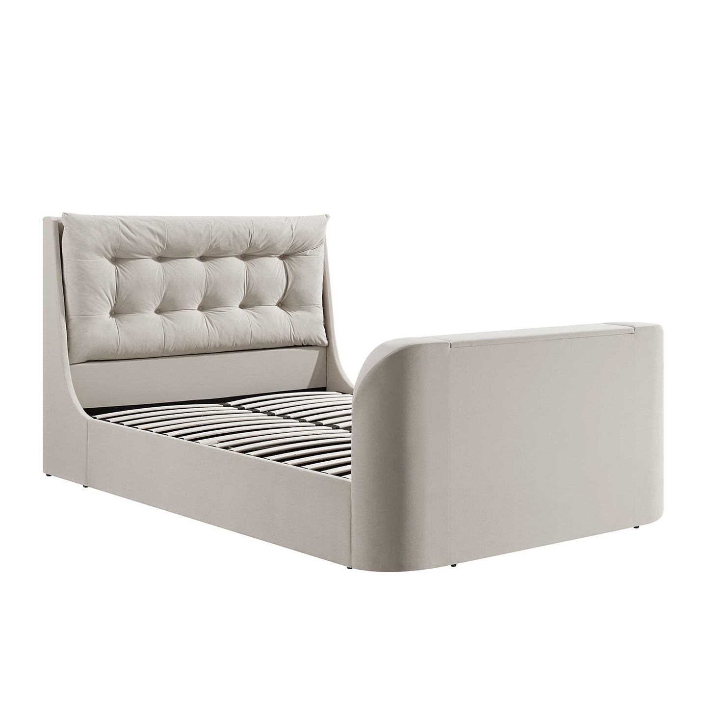 Lit TV ottoman en velours champagne Hadley