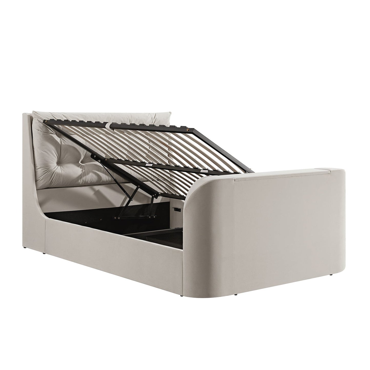 Lit TV ottoman en velours champagne Hadley