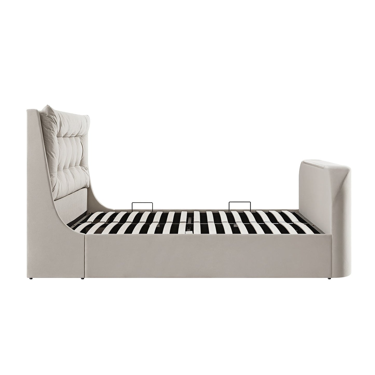 Lit TV ottoman en velours champagne Hadley