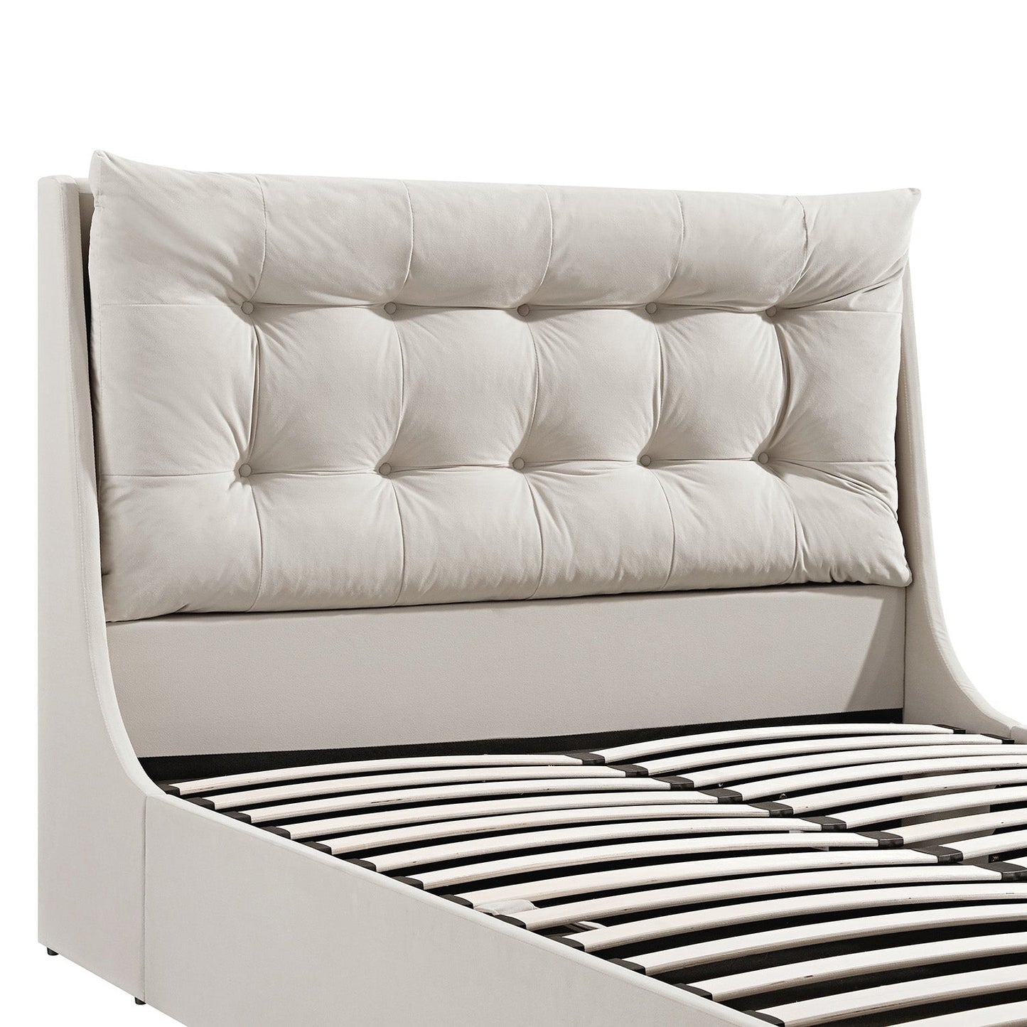 Lit TV ottoman en velours champagne Hadley