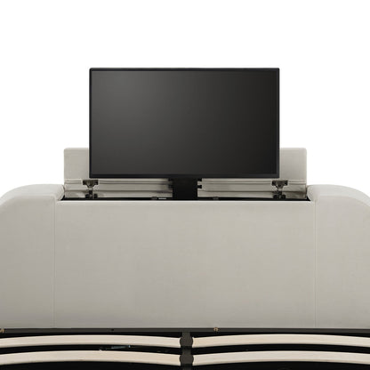 Lit TV ottoman en velours champagne Hadley