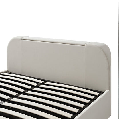 Lit TV ottoman en velours champagne Hadley