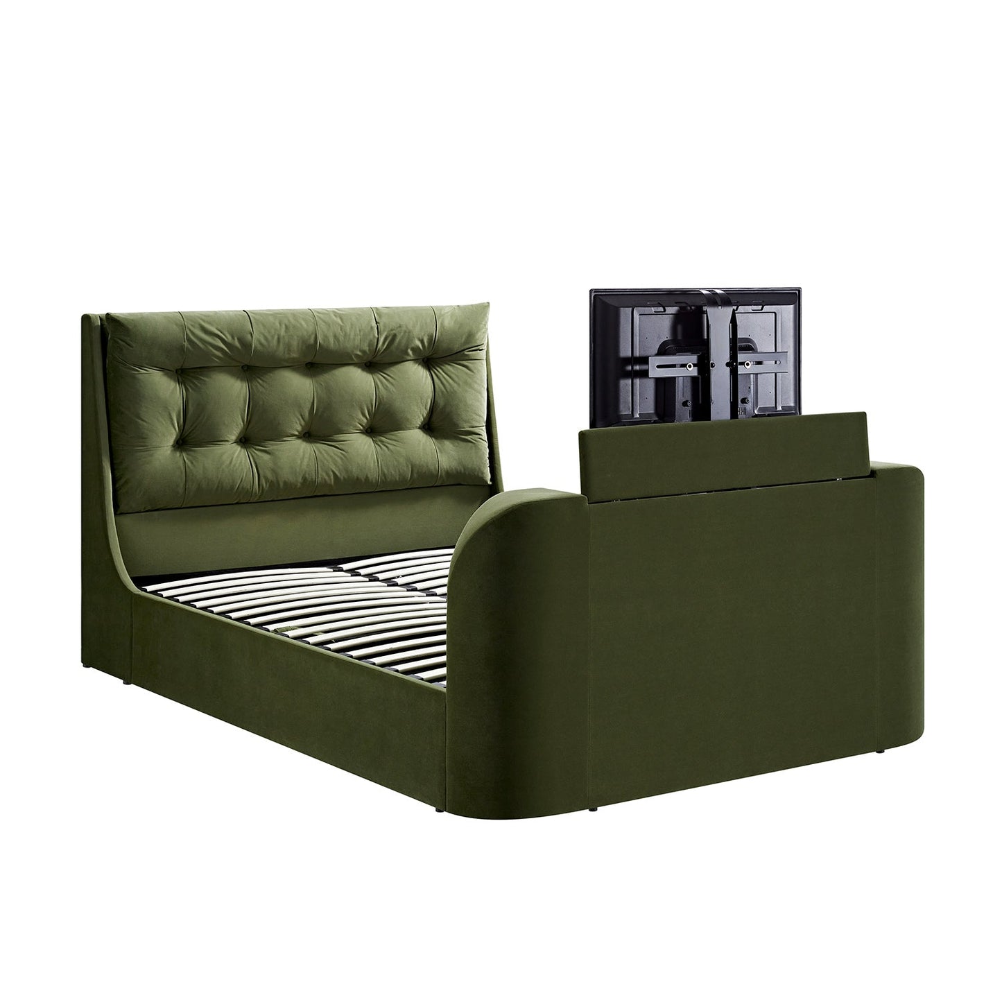 Lit TV ottoman en velours vert mousse Hadley