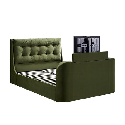 Lit TV ottoman en velours vert mousse Hadley