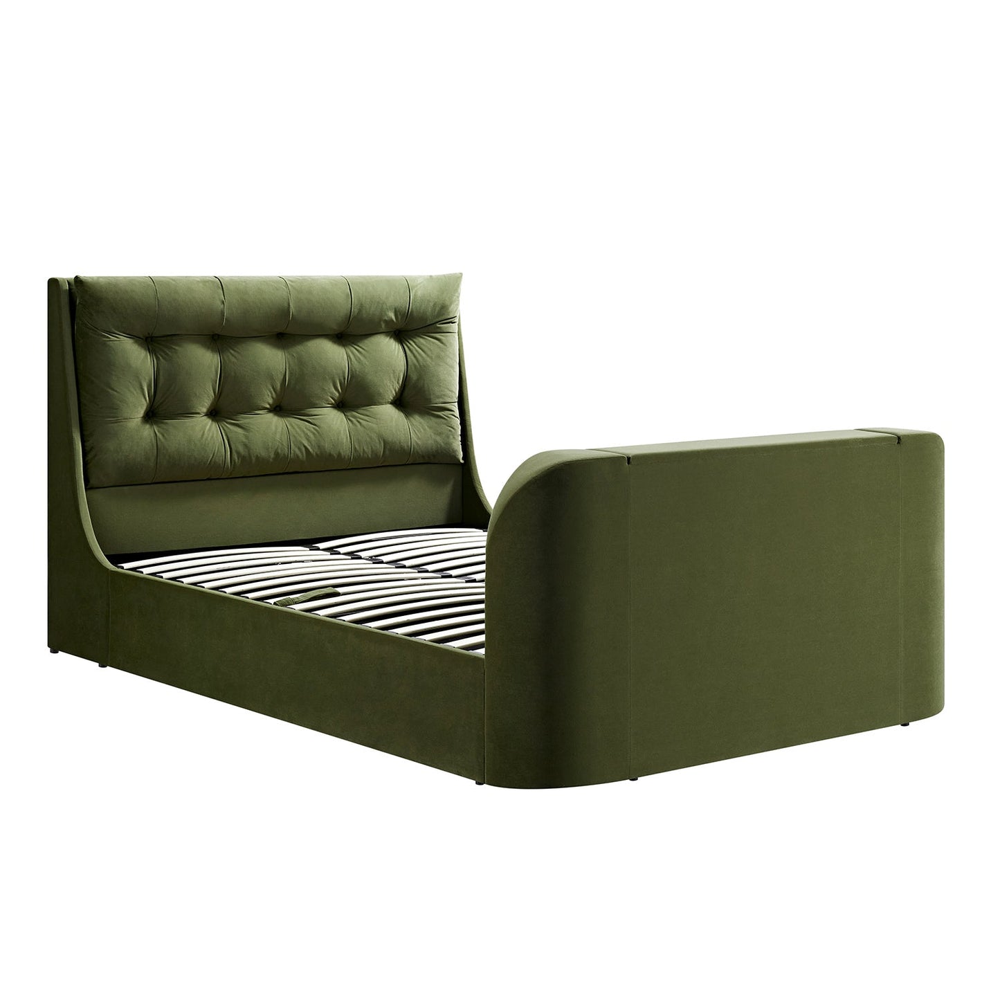 Lit TV ottoman en velours vert mousse Hadley