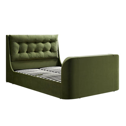 Lit TV ottoman en velours vert mousse Hadley