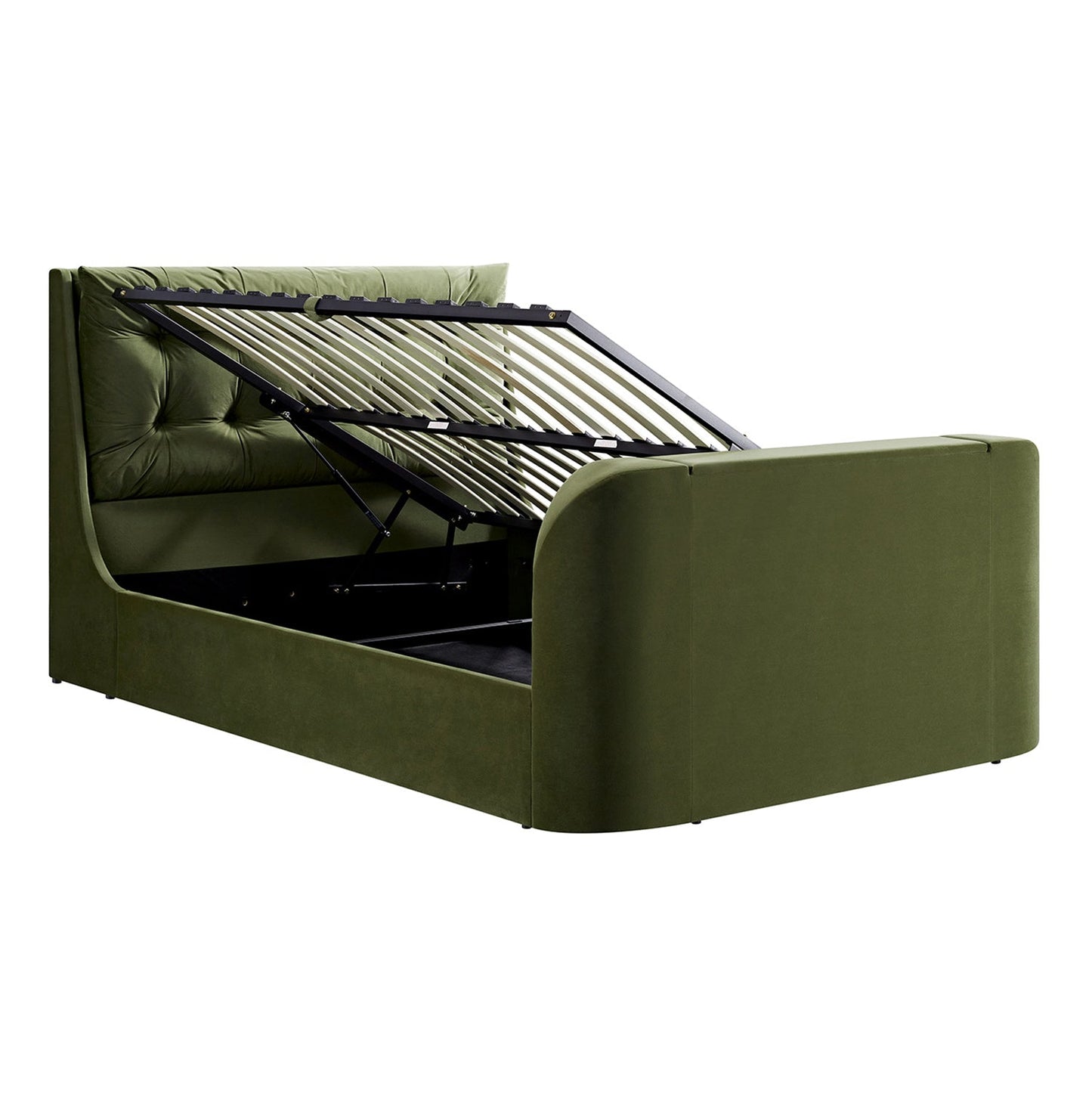 Lit TV ottoman en velours vert mousse Hadley