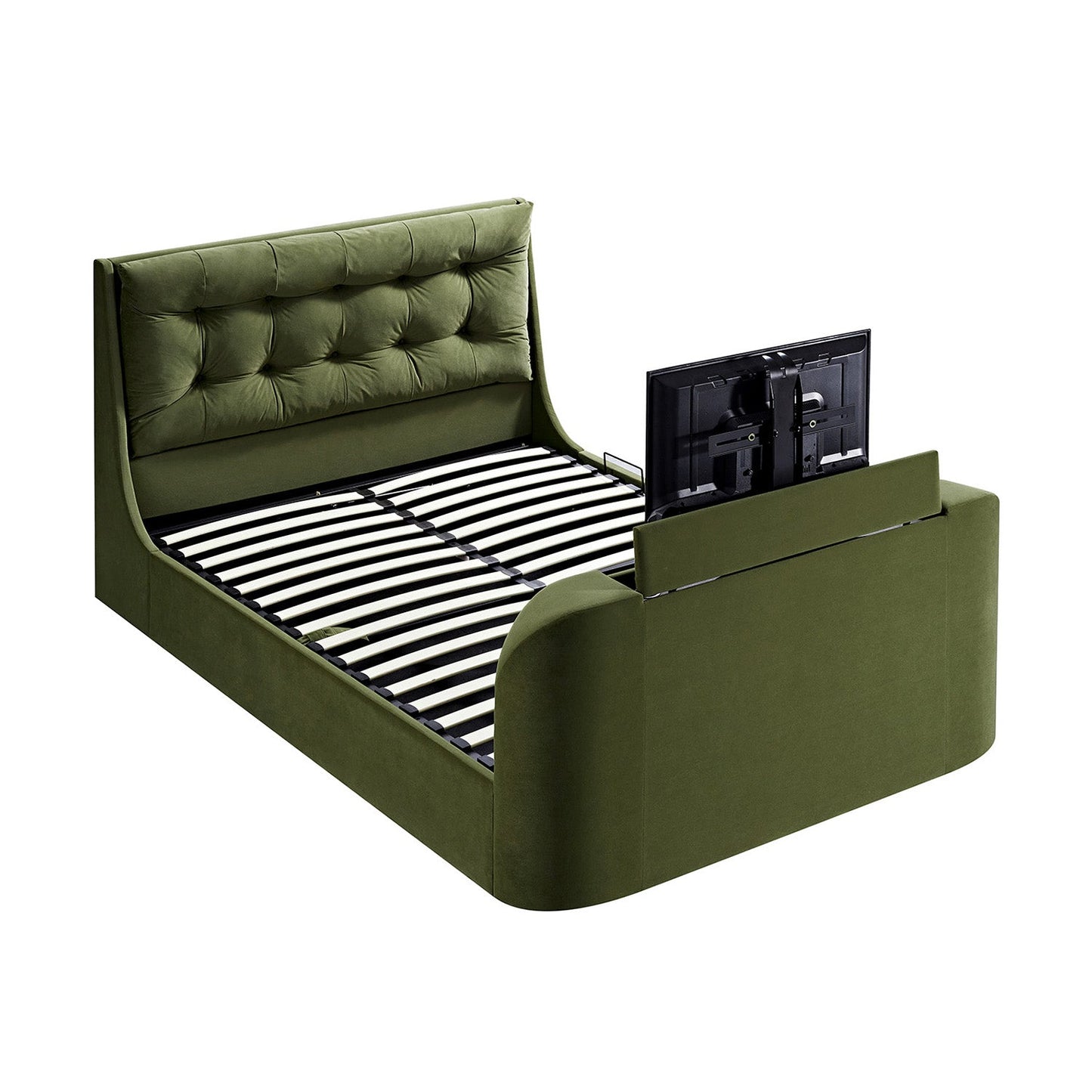 Lit TV ottoman en velours vert mousse Hadley