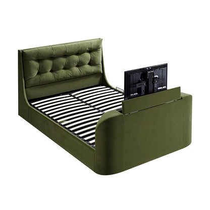 Lit TV ottoman en velours vert mousse Hadley