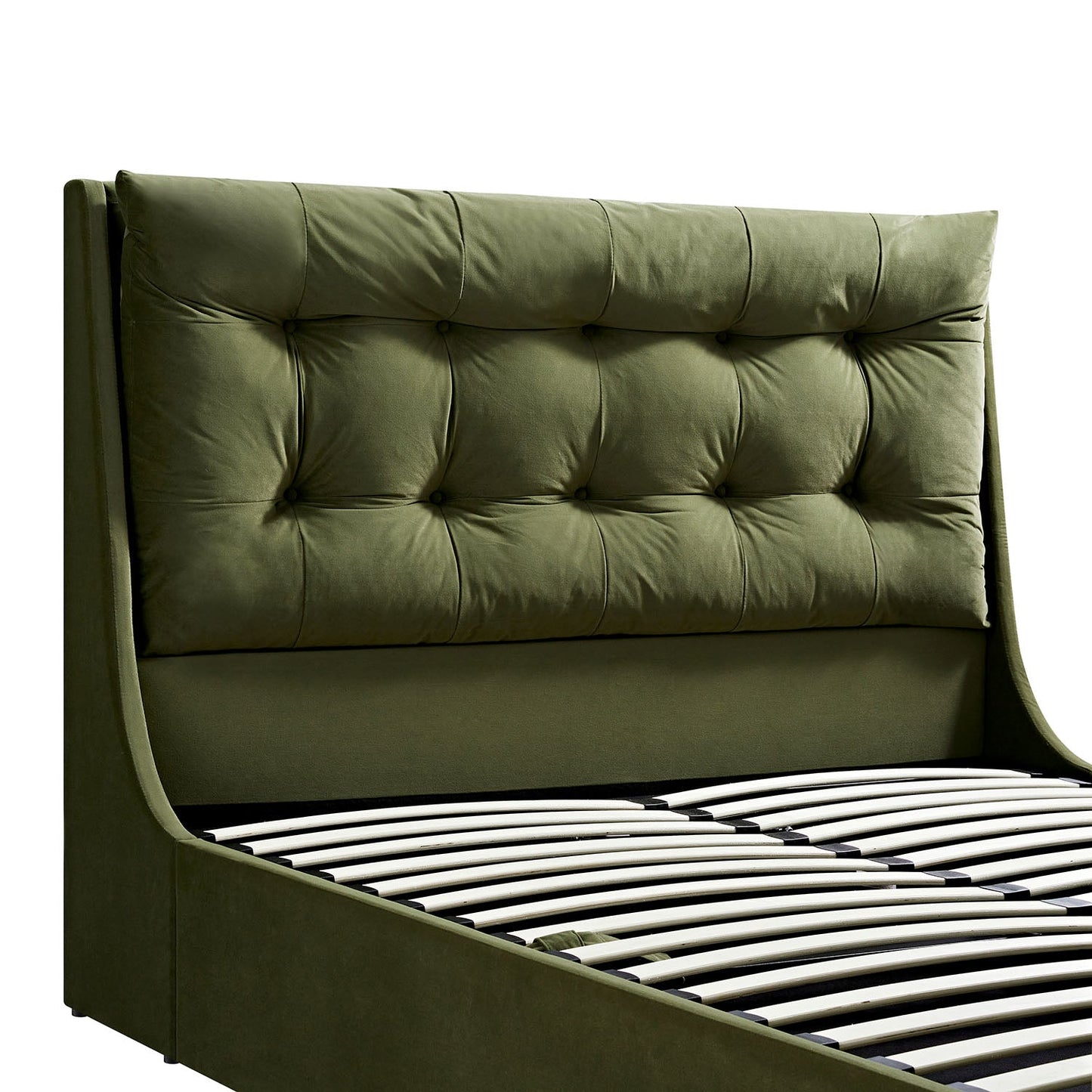 Lit TV ottoman en velours vert mousse Hadley