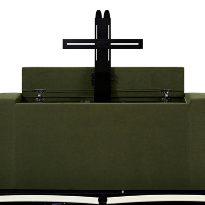 Lit TV ottoman en velours vert mousse Hadley