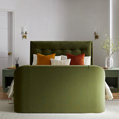 Lit TV ottoman en velours vert mousse Hadley