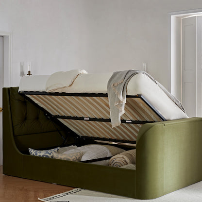 Lit TV ottoman en velours vert mousse Hadley