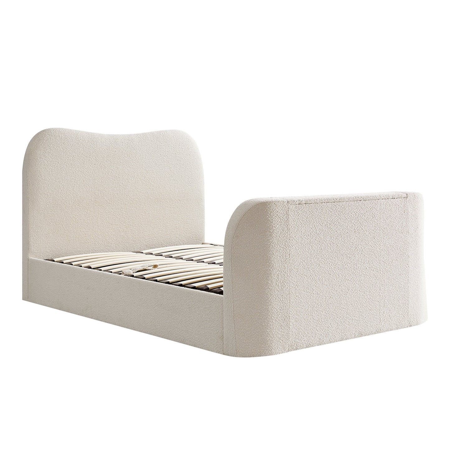 Tête de lit incurvée Egerie Beige Boucle Ottoman TV Bed