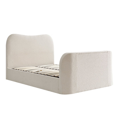 Tête de lit incurvée Egerie Beige Boucle Ottoman TV Bed