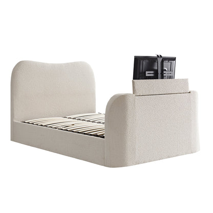 Tête de lit incurvée Egerie Beige Boucle Ottoman TV Bed