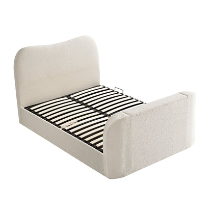 Tête de lit incurvée Egerie Beige Boucle Ottoman TV Bed