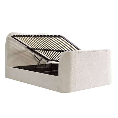 Tête de lit incurvée Egerie Beige Boucle Ottoman TV Bed