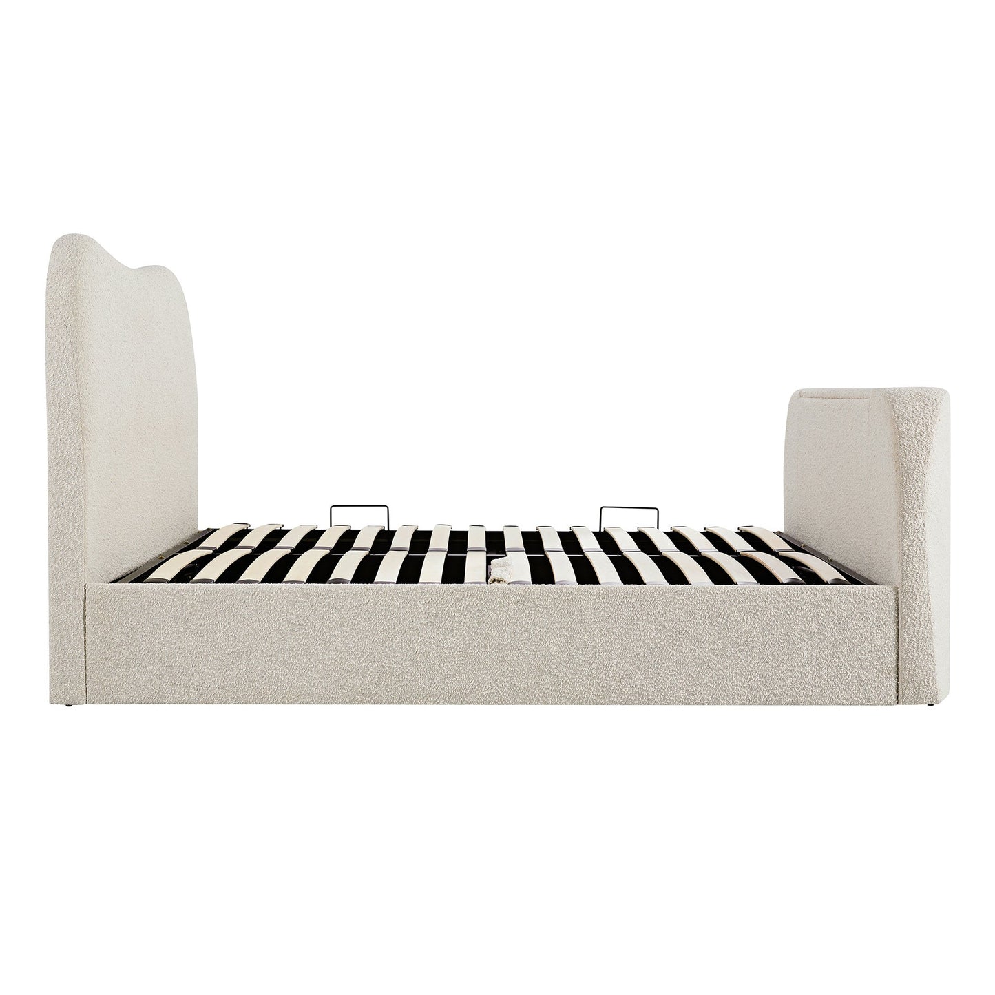 Tête de lit incurvée Egerie Beige Boucle Ottoman TV Bed