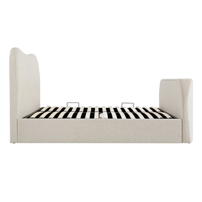 Tête de lit incurvée Egerie Beige Boucle Ottoman TV Bed