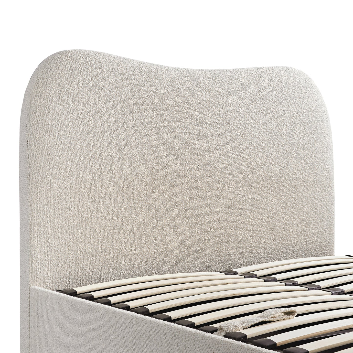 Tête de lit incurvée Egerie Beige Boucle Ottoman TV Bed