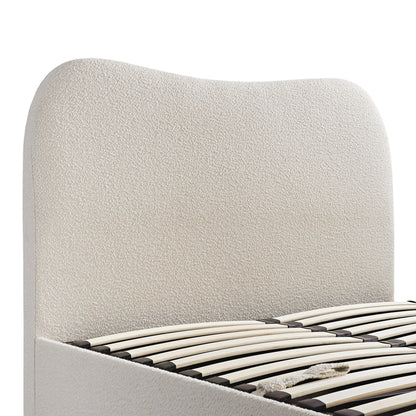 Tête de lit incurvée Egerie Beige Boucle Ottoman TV Bed