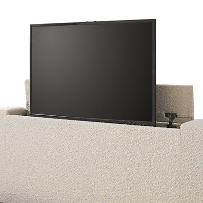 Tête de lit incurvée Egerie Beige Boucle Ottoman TV Bed