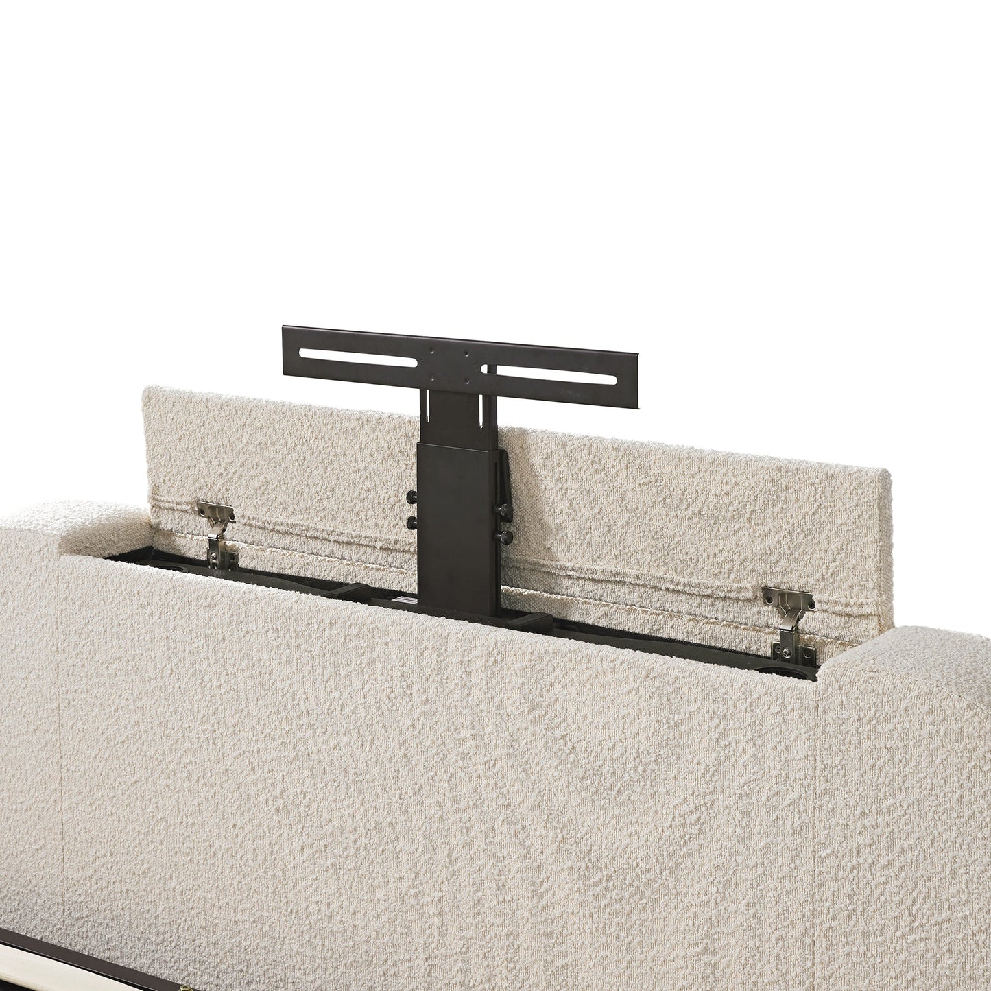 Tête de lit incurvée Egerie Beige Boucle Ottoman TV Bed