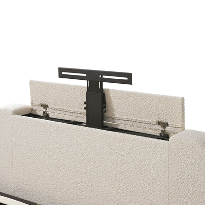Tête de lit incurvée Egerie Beige Boucle Ottoman TV Bed