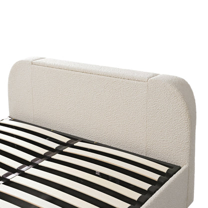 Tête de lit incurvée Egerie Beige Boucle Ottoman TV Bed