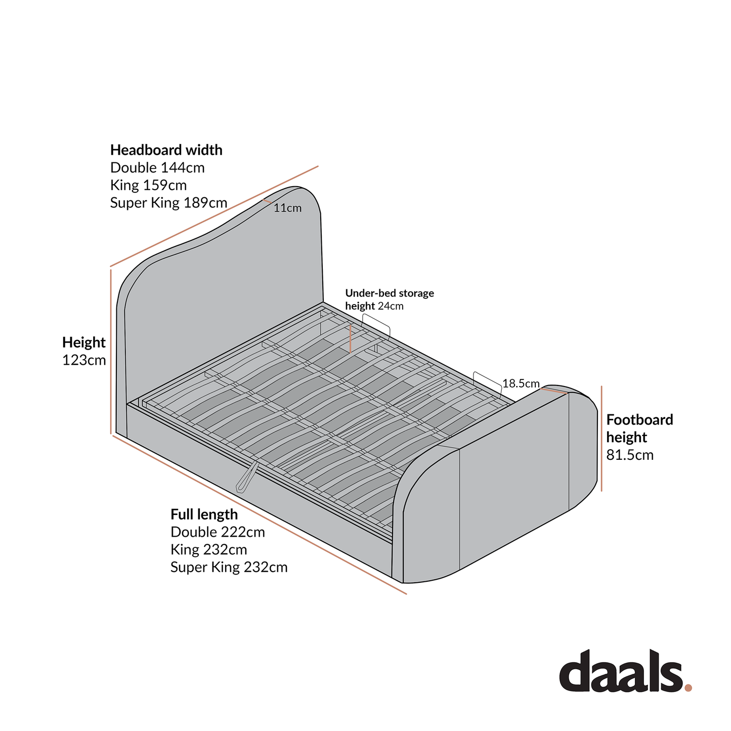 Tête de lit incurvée Egerie Beige Boucle Ottoman TV Bed