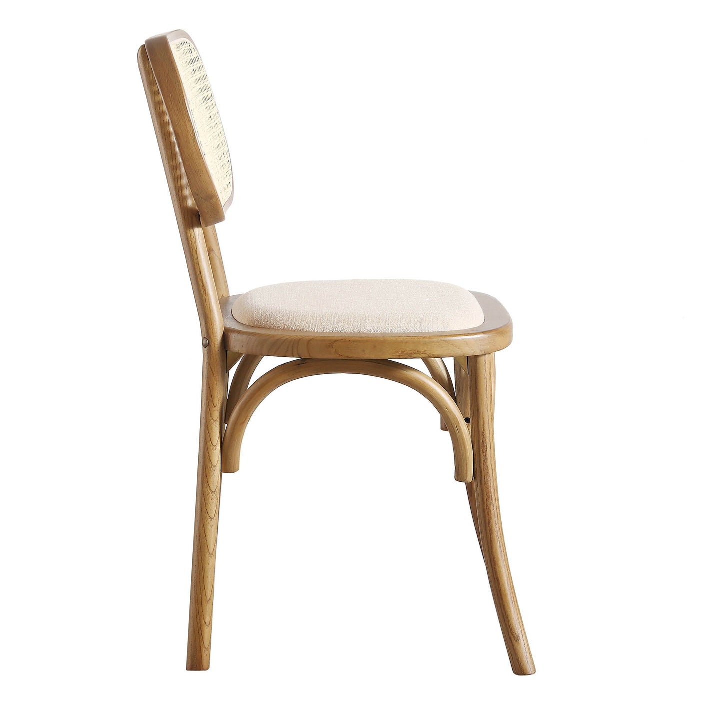 Ensemble de 2 chaises de salle à manger Anya en rotin et tissu, noyer clair