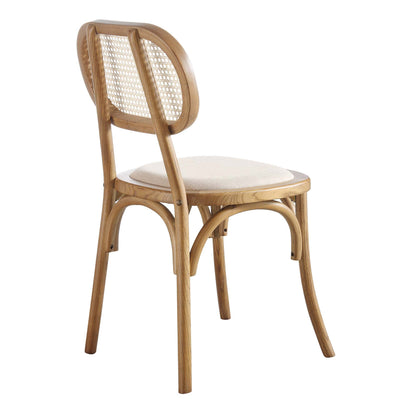Ensemble de 2 chaises de salle à manger Anya en rotin et tissu, noyer clair