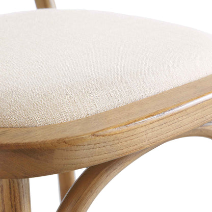 Ensemble de 2 chaises de salle à manger Anya en rotin et tissu, noyer clair